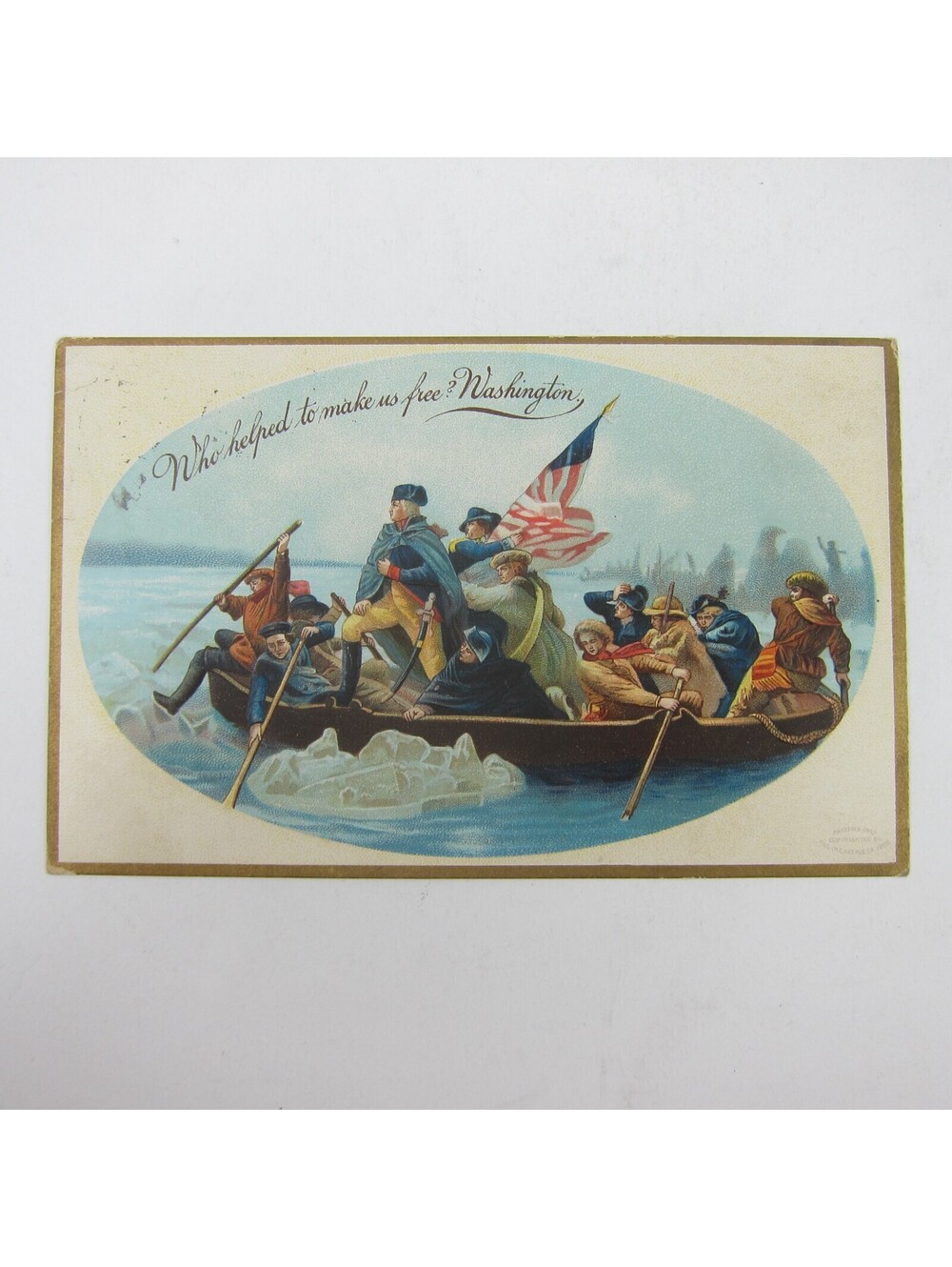 Postcard George Washington Crossing the Delaware Boat Patriotic Embossed Antique